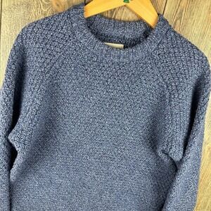 Taylor Stitch Merino Wool Sweater Mens 38 Small Sea Blue Raglan Knit Crew Neck